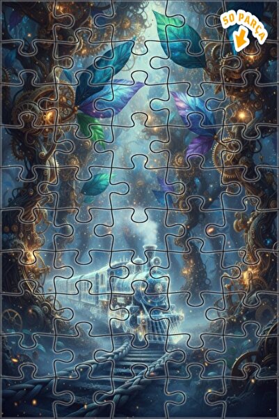 Teona Ahşap لغز خشبي بإطار مزدوج الطبقات على شكل غابة القطار البخاري 50 قطعة ...