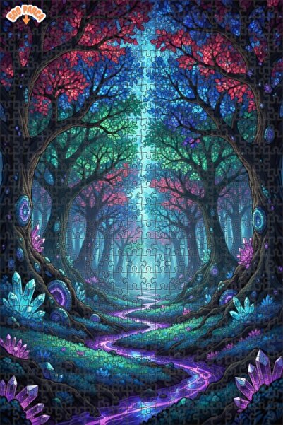 Teona Ahşap لغز فني بتصميم غابة سحرية ونهر كريستالي بمظهر لوحة زيتية 500 قطعة...