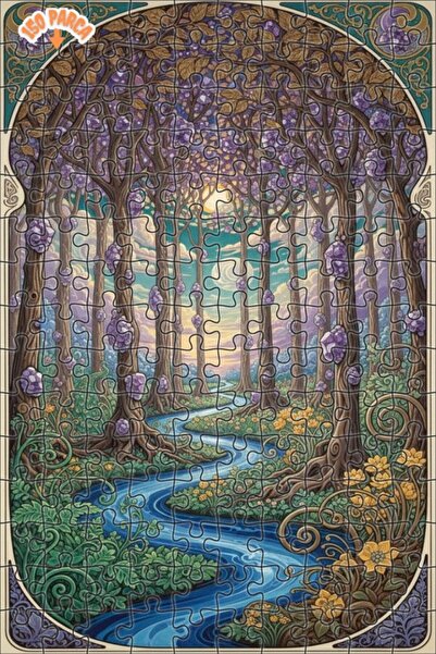 Teona Ahşap لغز خشبي بتصميم غابة كريستالية سحرية بمظهر مائي 150 قطعة 20×30