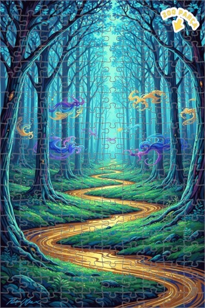 Teona Ahşap لغز خشبي مؤطر بطبقتين من مسار الغابة الغامضة 200 قطعة 25×35