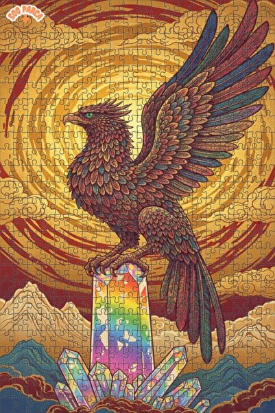 Teona Ahşap Gorgeous Phoenix Colorful Crystal Art Double Layer Framed Wooden ...