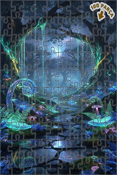 Teona Ahşap لغز خشبي بإطار مزدوج الطبقات بمظهر لوحة زيتية ساحرة للغابة، 100 ق...