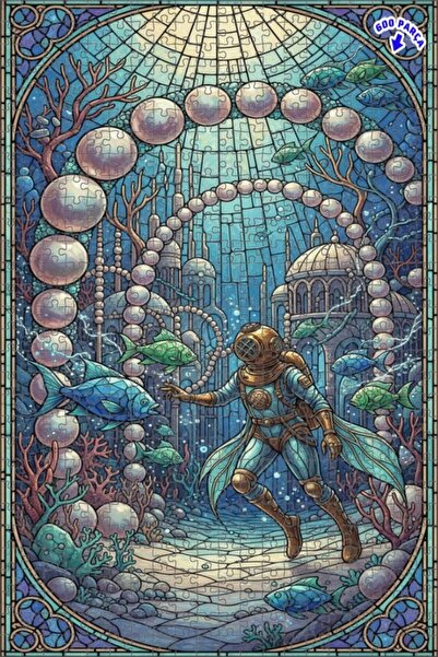 Teona Ahşap لوحة فنية رائعة لاستكشاف الغواصات تحت الماء بمظهر اللوحات الزيتية...