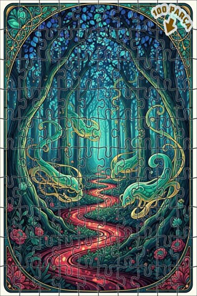 Teona Ahşap لغز خشبي مؤطر بطبقتين من روحي الغابة الغامضة 100 قطعة 25×25