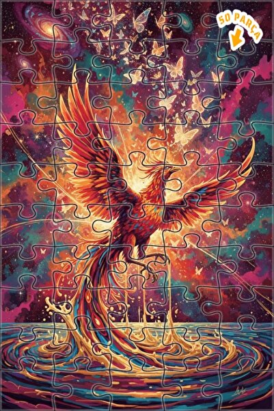 Teona Ahşap Gorgeous Phoenix Galaxy Butterfly Art Double Layer Framed Wooden ...