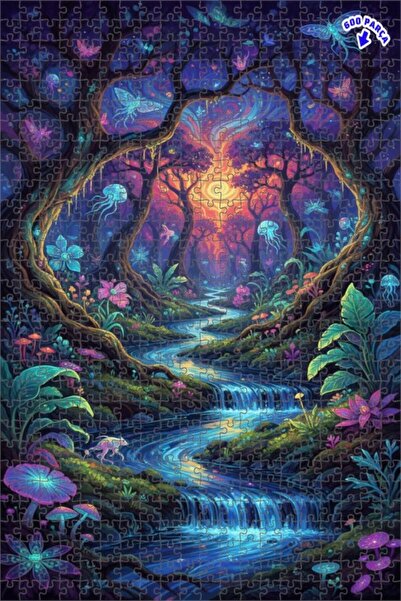 Teona Ahşap لغز خشبي فني بمظهر لوحة زيتية لغابة غامضة 600 قطعة 50×35