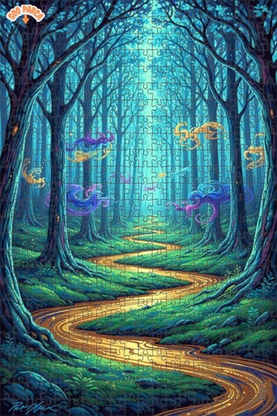 Teona Ahşap لغز خشبي مؤطر بطبقتين لمسار الغابة الغامضة 500 قطعة 50×30