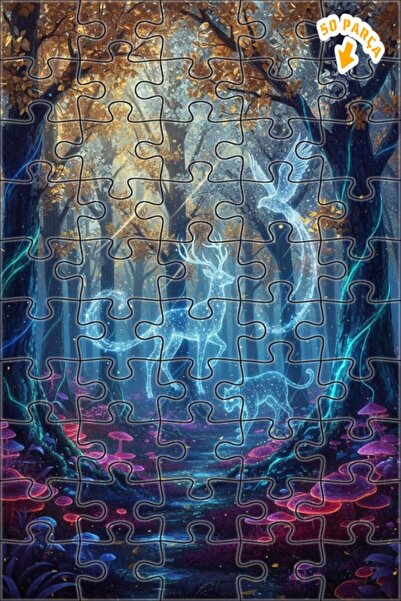 Teona Ahşap لغز خشبي مؤطر بطبقتين بتصميم فني تجريدي متألق لوجودات الغابة السح...