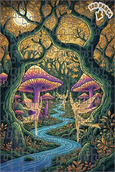 Teona Ahşap لغز خشبي على شكل غابة سحرية بمظهر الألوان المائية 100 قطعة 25x25