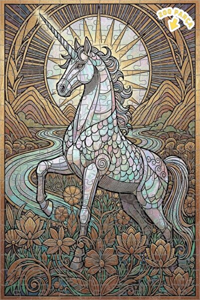 Teona Ahşap لغز خشبي بإطار مزدوج الطبقات بمظهر فني سحري على شكل وحيد القرن 20...