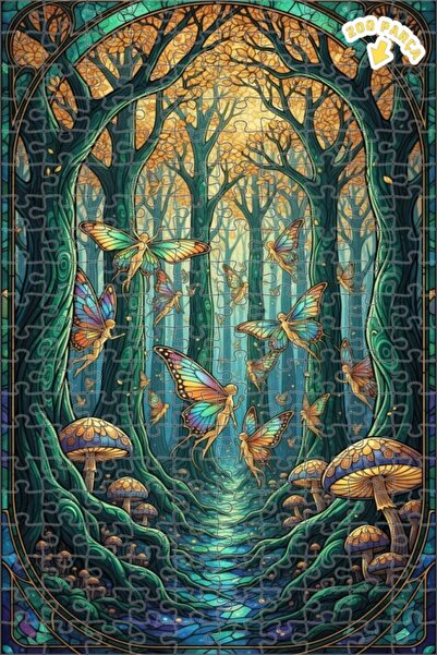 Teona Ahşap لغز خشبي مؤطر بطبقتين على شكل فراشات الغابة السحرية 200 قطعة 25×35