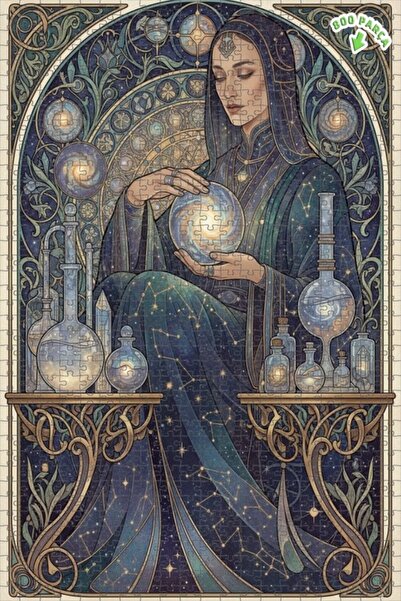 Teona Ahşap لغز خشبي مؤطر بطبقتين بتصميم آرت نوفو، بمظهر لوحة زيتية لامرأة ال...