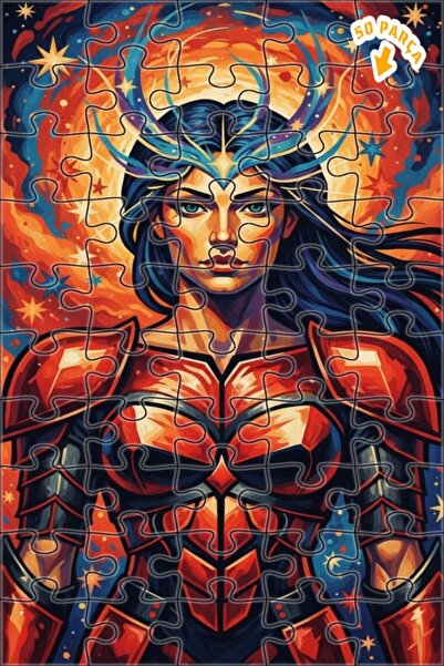 Teona Ahşap لغز خشبي رائع بإطار مزدوج الطبقات بمظهر لوحة زيتية لملكة المحارب،...