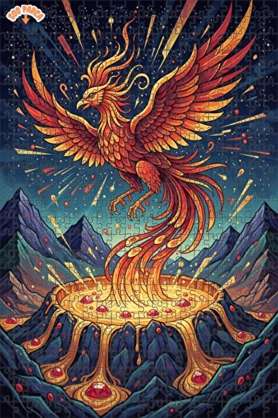 Teona Ahşap Flaming Phoenix Watercolor Look Art 500 Pieces 50X30