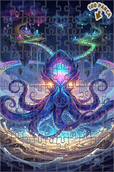 Teona Ahşap لغز خشبي بإطار مزدوج الطبقات من جالاكتيك كراكن، 100 قطعة، 25×25