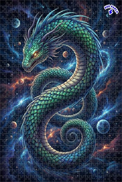 Teona Ahşap Dragon Galaxy Journey Oil Painting Look Double Layer Framed Woode...