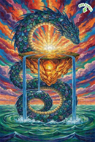 Teona Ahşap لغز فني على شكل رسم زيتي لتنين رائع 800 قطعة 70x50