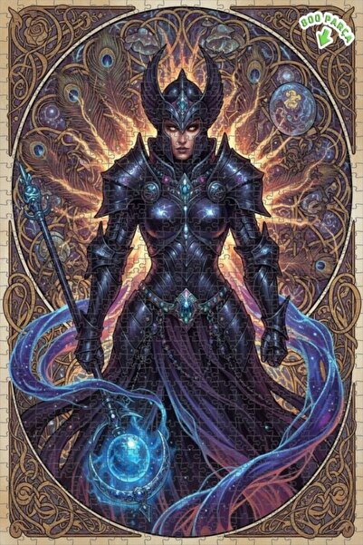 Teona Ahşap لغز خشبي مؤطر بطبقتين بمظهر لوحة زيتية لامرأة محاربة غامضة 800 قط...