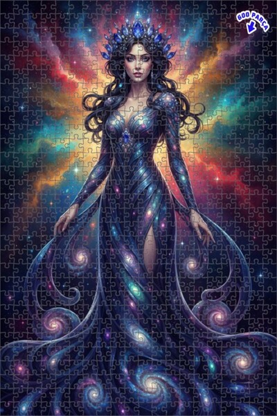 Teona Ahşap Galaxy Queen Oil Painting Look Double Layer Framed Wooden Puzzle ...