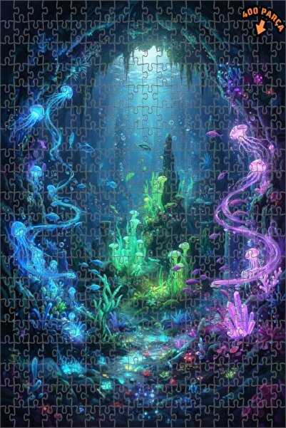 Teona Ahşap لغز خشبي مؤطر بطبقتين بمظهر لوحة زيتية لكهف بحري غامض 400 قطعة 35×35