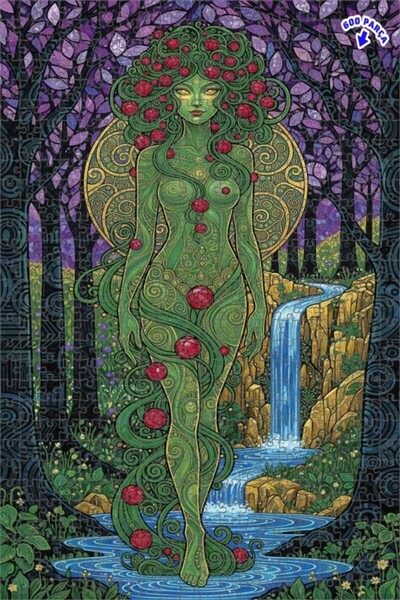 Teona Ahşap لغز خشبي بإطار مزدوج الطبقات بمظهر لوحة مائية لجنية الغابة الخضرا...