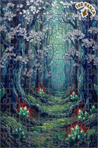 Teona Ahşap لغز خشبي مؤطر بطبقتين بمظهر لوحة زيتية لمسار الكريستال الغابة الغ...