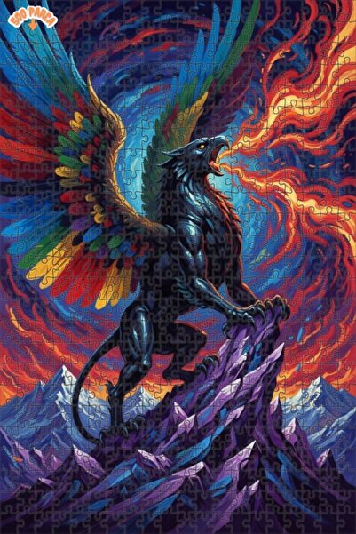 Teona Ahşap لغز خشبي على شكل مخلوق جناح التنين الأحمر ذو طابقين 500 قطعة 50x30