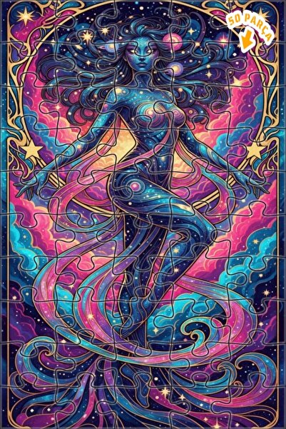 Teona Ahşap Mistress of the Universe Galaxy Art Watercolor Double-Decker Fram...