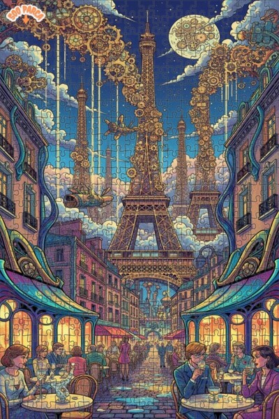 Teona Ahşap لغز خشبي مؤطر بطبقتين بمظهر لوحة زيتية لحلم باريس بالبخار 500 قطع...