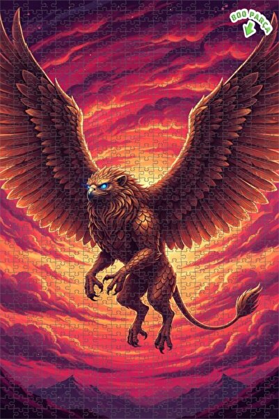 Teona Ahşap لغز خشبي مؤطر بطبقتين بمظهر لوحة زيتية لـ "أجنحة الغريفين السحرية...