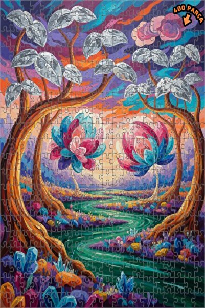 Teona Ahşap لغز خشبي بمظهر زهور الغابة السحرية بمظهر اللوحات الزيتية 400 قطعة...