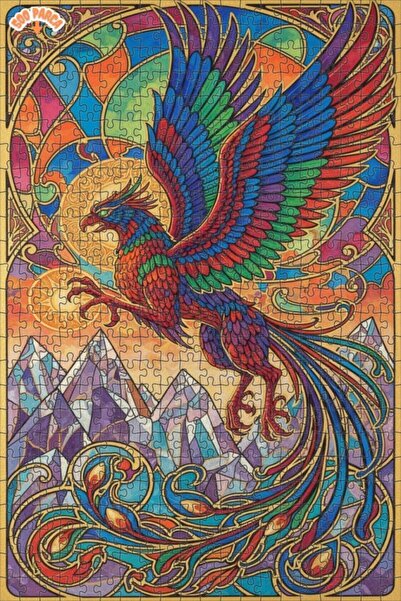 Teona Ahşap لوحة فنية رائعة لطائر الفينيق، تبدو كالرسم المائي، لغز خشبي بإطار...