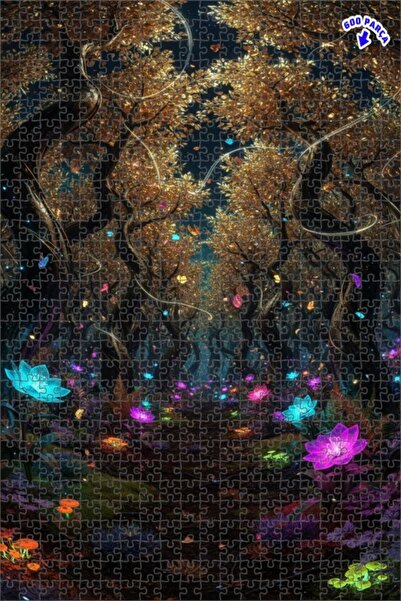 Teona Ahşap لغز خشبي مؤطر بطبقتين بمظهر ألوان مائية لزهور الغابة السحرية 600 ...