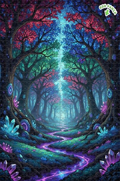 Teona Ahşap لغز فني بتصميم غابة سحرية ونهر كريستالي بمظهر لوحة زيتية 800 قطعة...