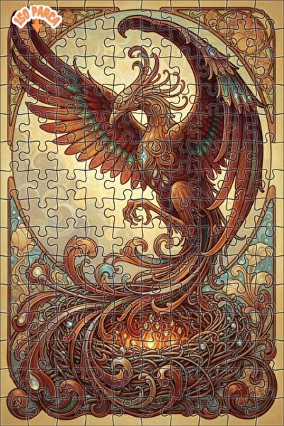 Teona Ahşap Gorgeous Phoenix Artwork Oil Painting Double-Deck Framed Wooden P...