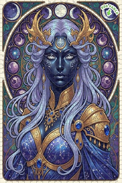 Teona Ahşap لغز خشبي بإطار من طابقين بتصميم آرت نوفو بمظهر لوحة زيتية لملكة ا...