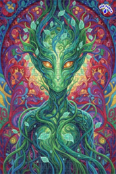 Teona Ahşap لغز خشبي بإطار مزدوج الطبقات بمظهر لوحة زيتية لروح الغابة للمرأة ...