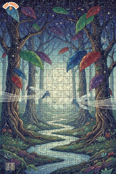 Teona Ahşap لغز خشبي مؤطر بطبقتين على شكل فراشات الغابة الغامضة 500 قطعة 50x30