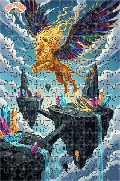 Teona Ahşap لغز خشبي على شكل أسد مجنح يكشف عن جزيرة كريستالية بمظهر مائي 150 ...