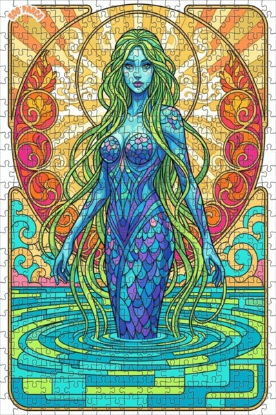 Teona Ahşap لغز خشبي بإطار ذو طابقين بتصميم فني لحورية البحر 500 قطعة 50×30