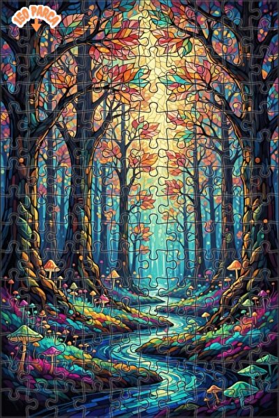 Teona Ahşap لغز خشبي بتصميم فسيفساء نهر الغابة السحرية، ذو طابقين، مؤطر، 150 ...