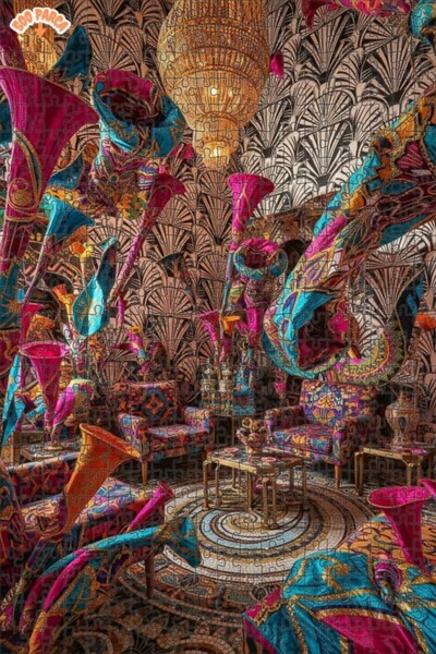 Teona Ahşap Magical Art Room Oil Painting Look Double Layer Framed Wooden Puz...