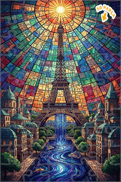 Teona Ahşap لغز خشبي بإطار مزدوج الطبقات مع منظر لبرج إيفل في باريس ونافذة زج...