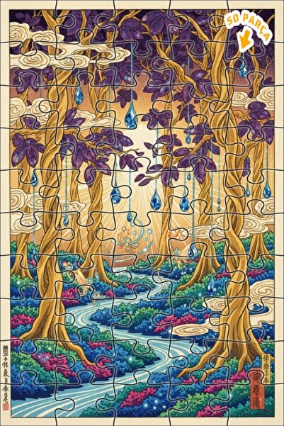 Teona Ahşap لغز خشبي فني بمظهر لوحة زيتية لغابة خيالية 50 قطعة 15×25