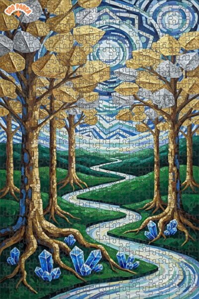 Teona Ahşap لوحة زيتية لغابة سحرية مع أوراق ذهبية، لغز خشبي بإطار مزدوج الطبق...