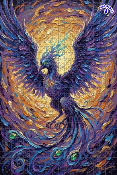 Teona Ahşap لغز خشبي مؤطر بطبقتين بمظهر لوحة زيتية لطائر الفينيق السحري 600 ق...