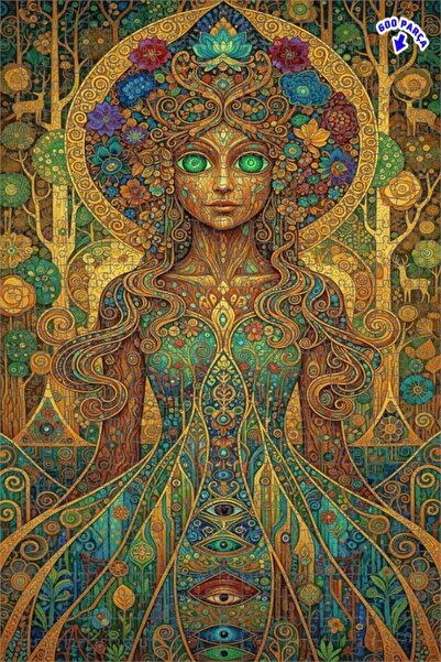 Teona Ahşap لغز خشبي مؤطر بطبقتين بمظهر لوحة زيتية لإلهة الغابة السحرية 600 ق...