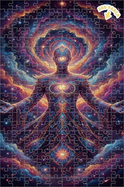 Teona Ahşap لغز خشبي بإطار مزدوج الطبقات بمظهر فني رقمي يعكس الطاقة الكونية 2...