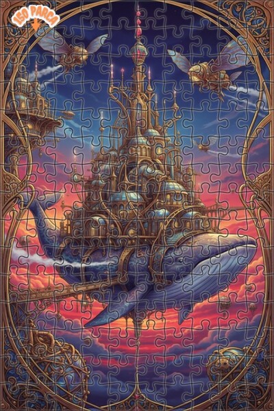 Teona Ahşap لغز خشبي بإطار مزدوج الطبقات على شكل قلعة الحوت الطائر 150 قطعة 2...