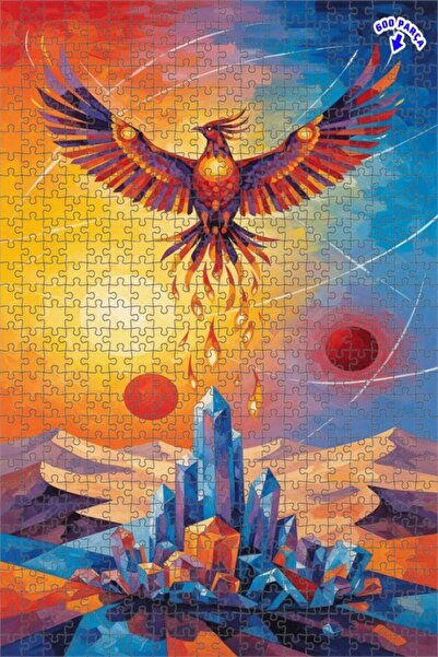 Teona Ahşap لغز خشبي رائع على شكل طائر الفينيق ذو طبقتين بإطار 600 قطعة 50×35